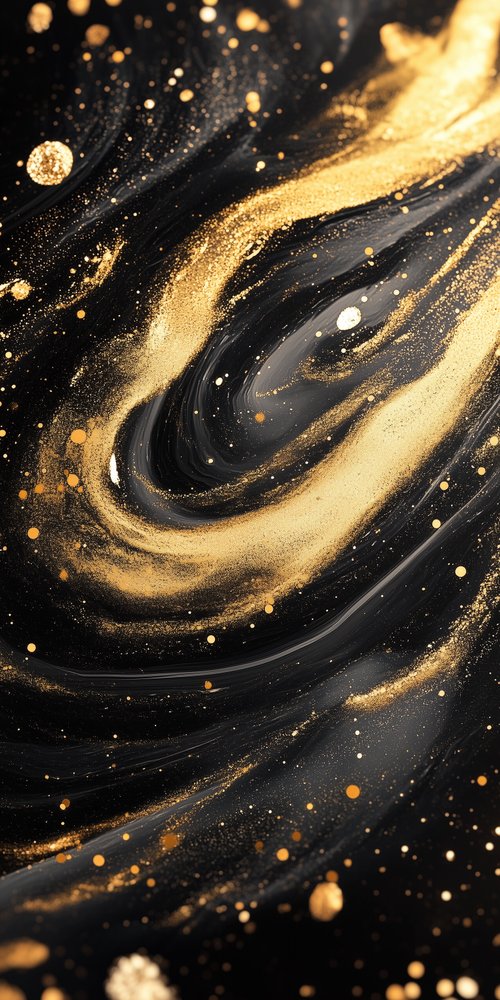 Abstract gold and black swirl wallpaper