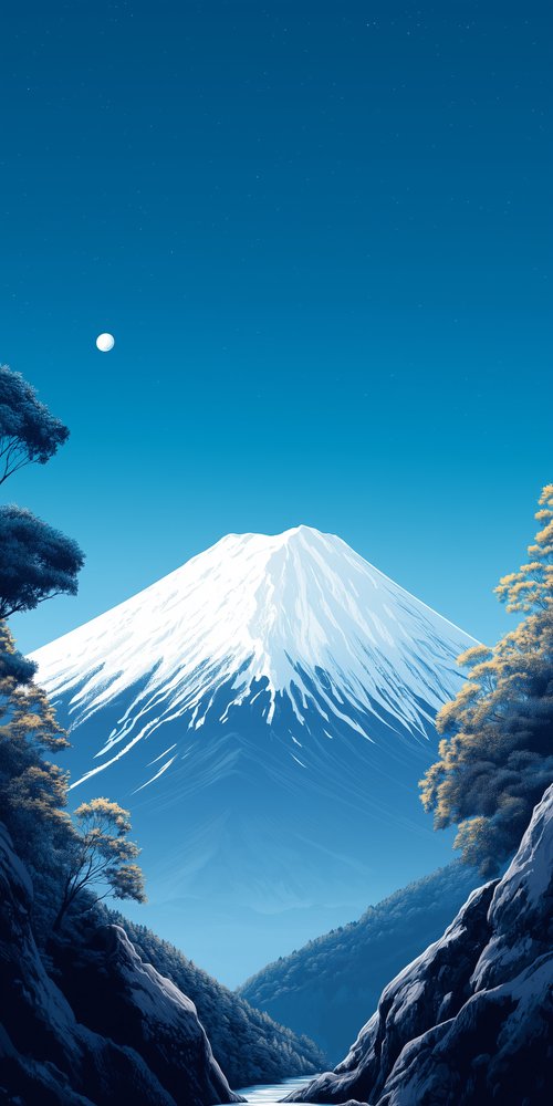 Snowy mountain under starry sky wallpaper