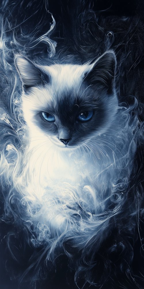Cat with swirling smoke effect wallpaper