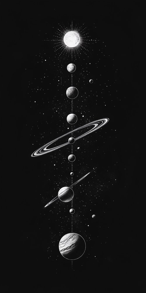 Planets aligned in space illustration wallpaper