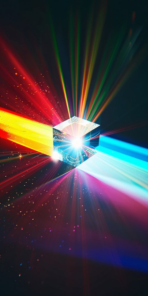 Prism refracting colorful light beams wallpaper