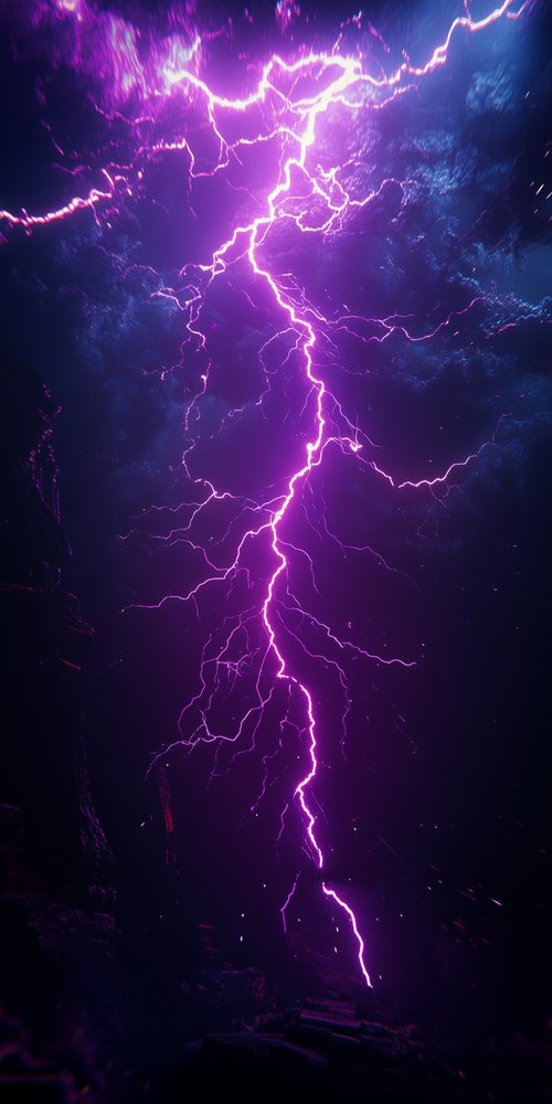 Purple lightning in dark sky wallpaper