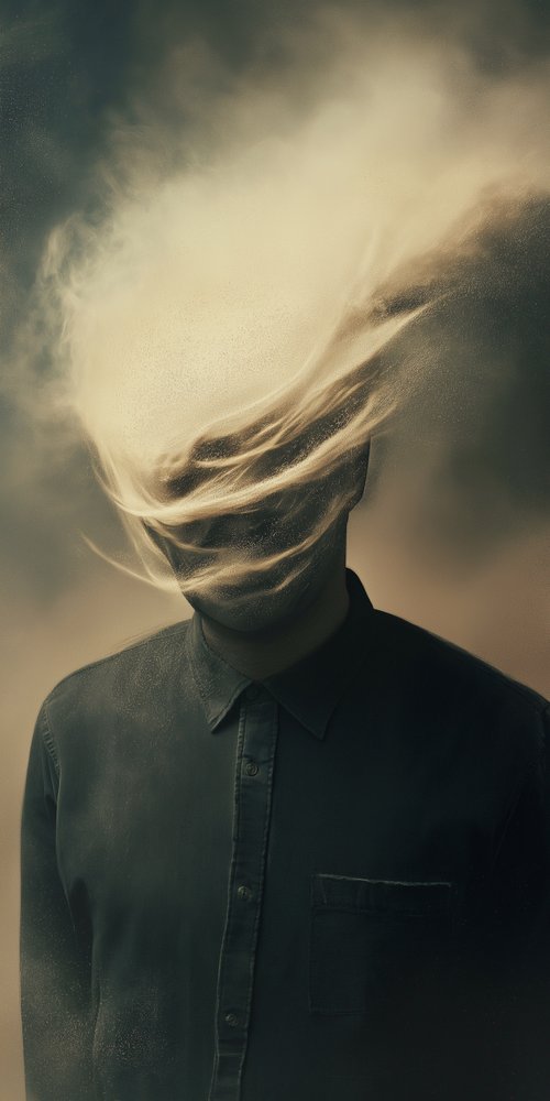 Person with face obscured by smoke wallpaper