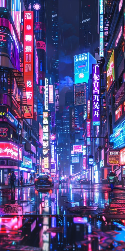 Cyberpunk city night scene wallpaper