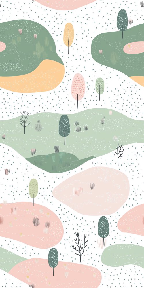 A seam pattern with trees and hills wallpaper
