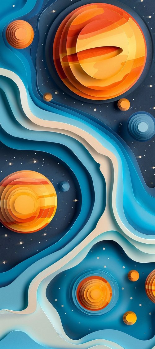 Planets paper art wallpaper
