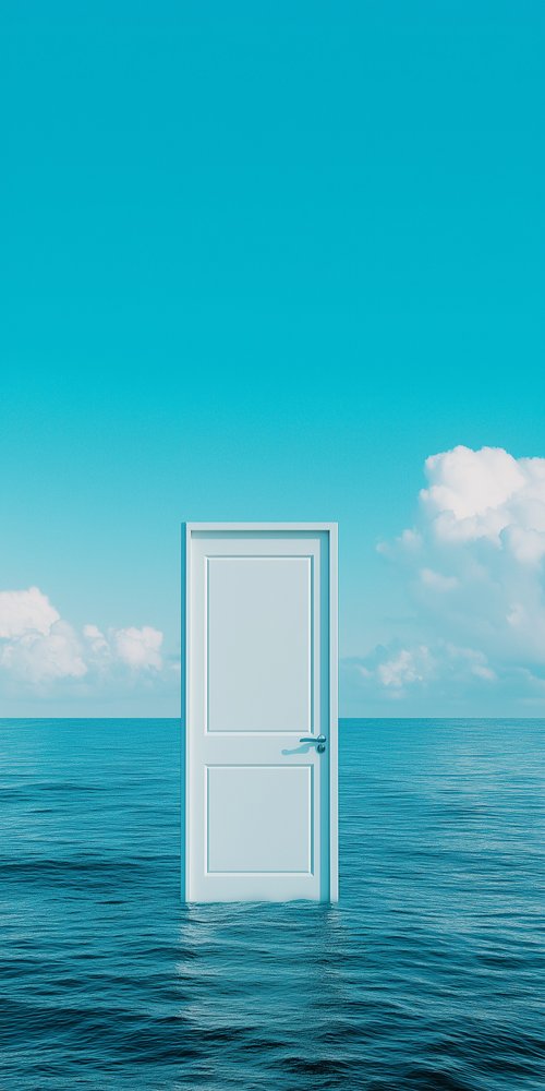 Door in the middle of the sea wallpaper