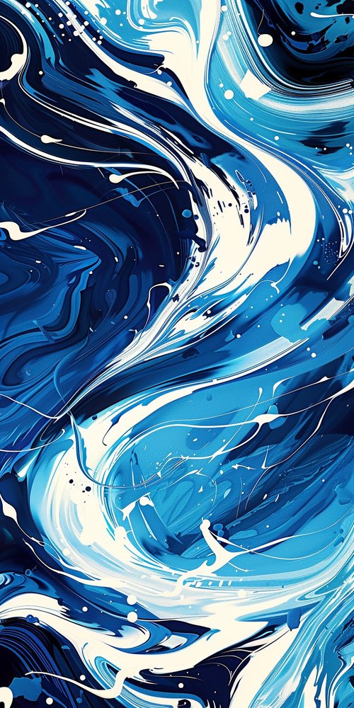 Abstract blue and white swirls wallpaper