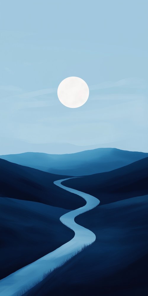 Illustration road to hill top wallpaper