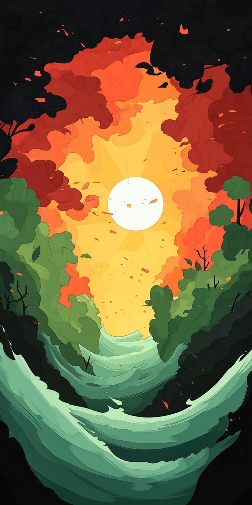 Colorful abstract landscape illustration wallpaper