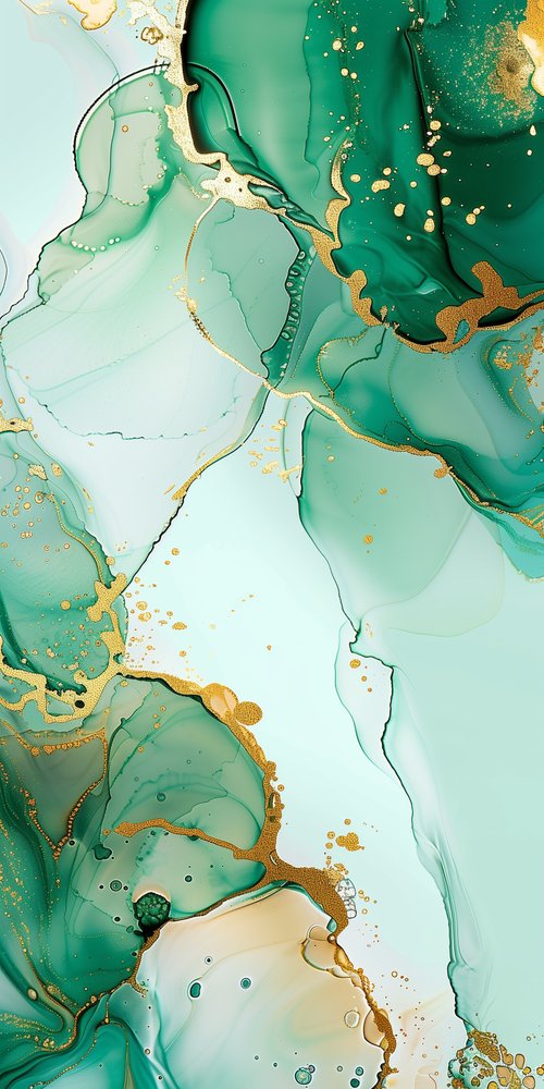 Abstract green and gold artwork wallpaper