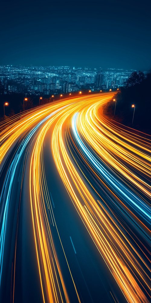 High speed road with light wallpaper