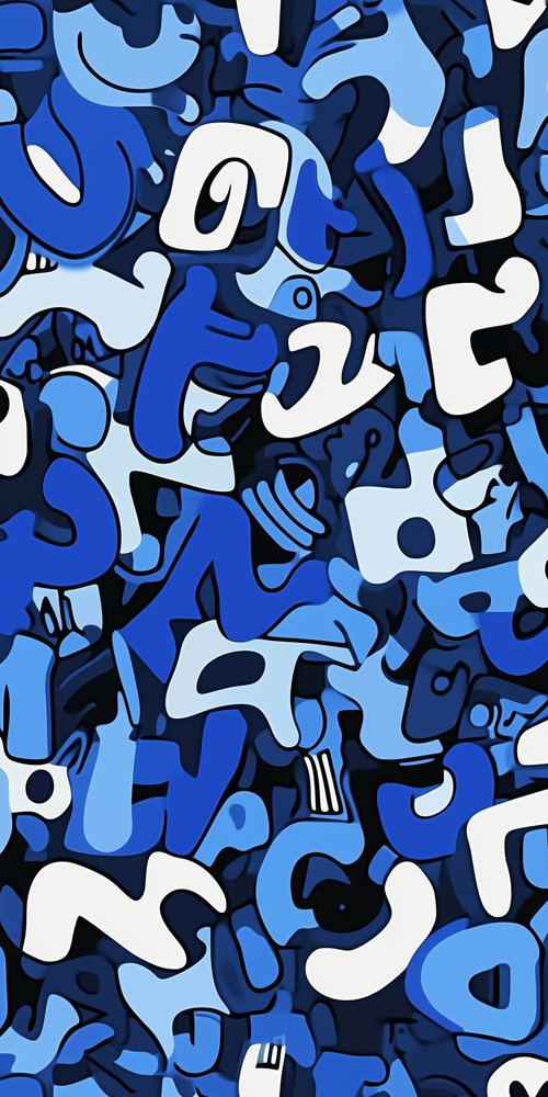 A blue and white abstract pattern wallpaper
