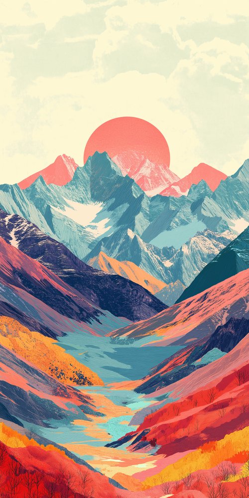 Mountains in the style of ippo wallpaper