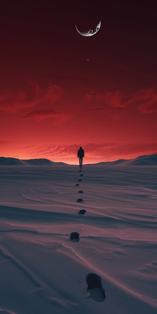 Person walking in snowy landscape wallpaper