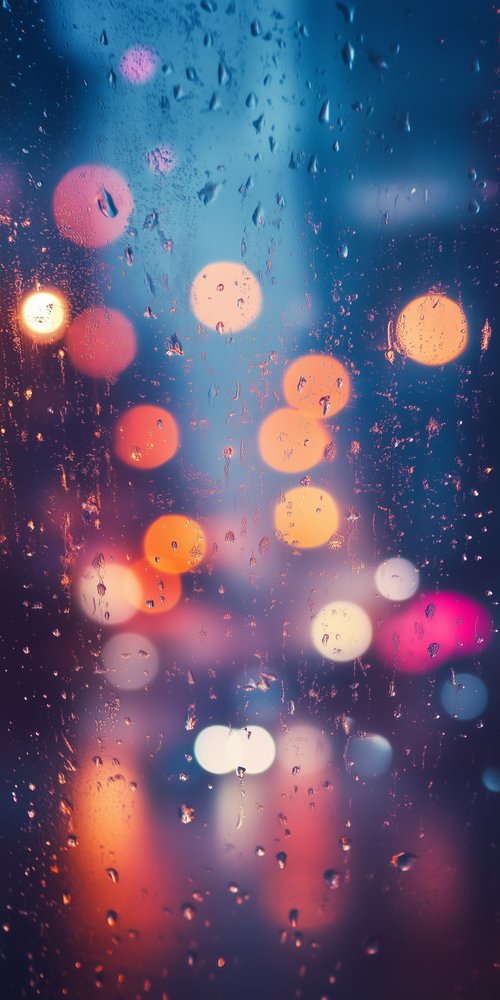 Raindrops on window blurred lights wallpaper
