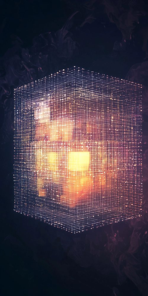 Glowing abstract digital cube wallpaper