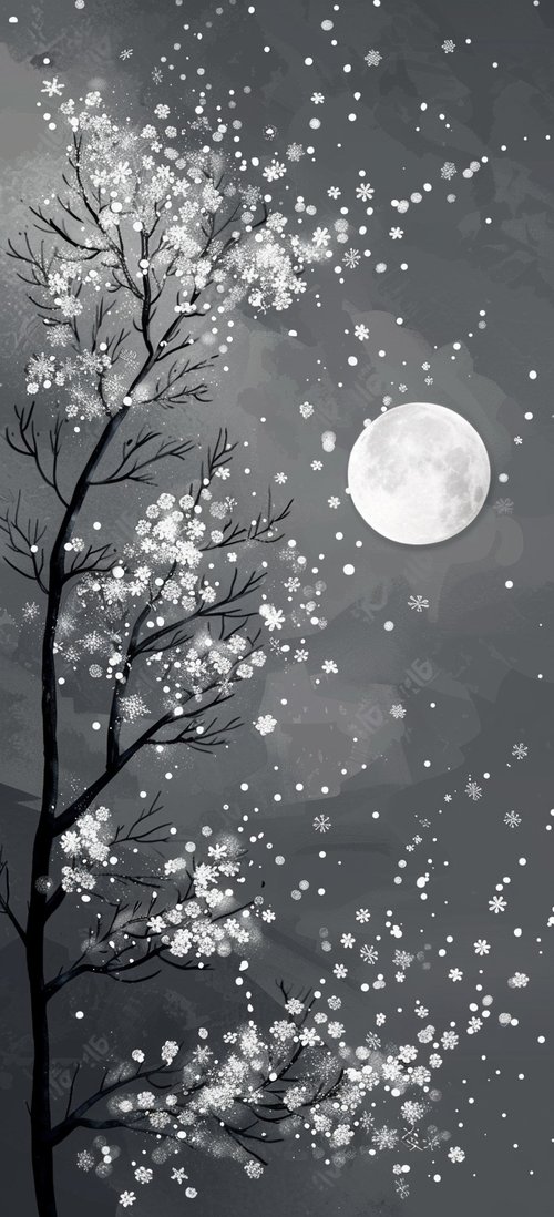 Winter tree moonlight wallpaper