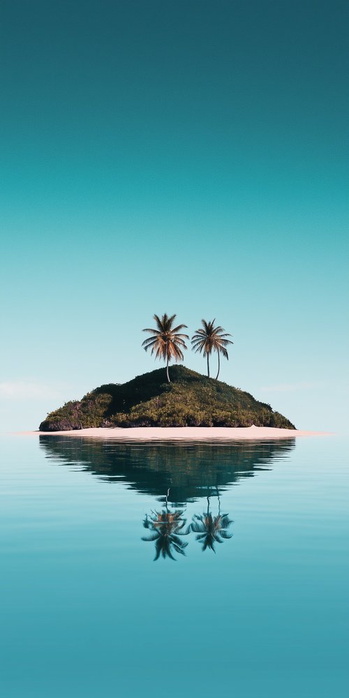 Small island with palm trees wallpaper