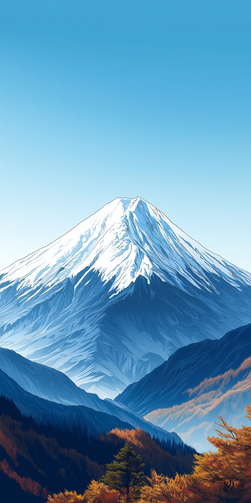 Snow capped mountain and forest wallpaper