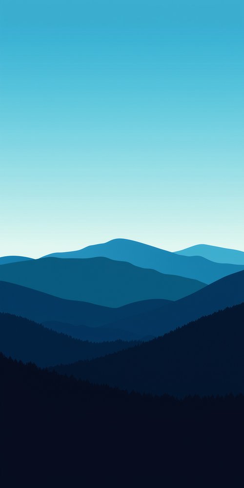 Minimalist blue mountain landscape wallpaper