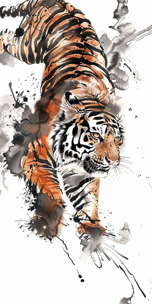 Tiger watercolor art wallpaper