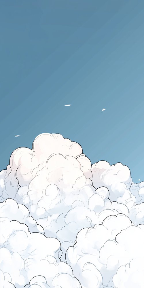 Cartoon clouds and blue sky wallpaper
