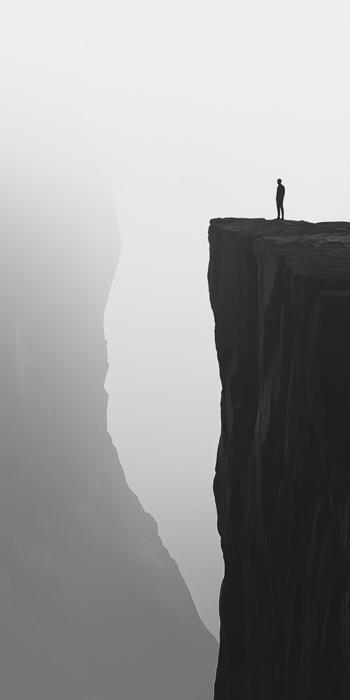 Person standing on cliff edge 1 wallpaper