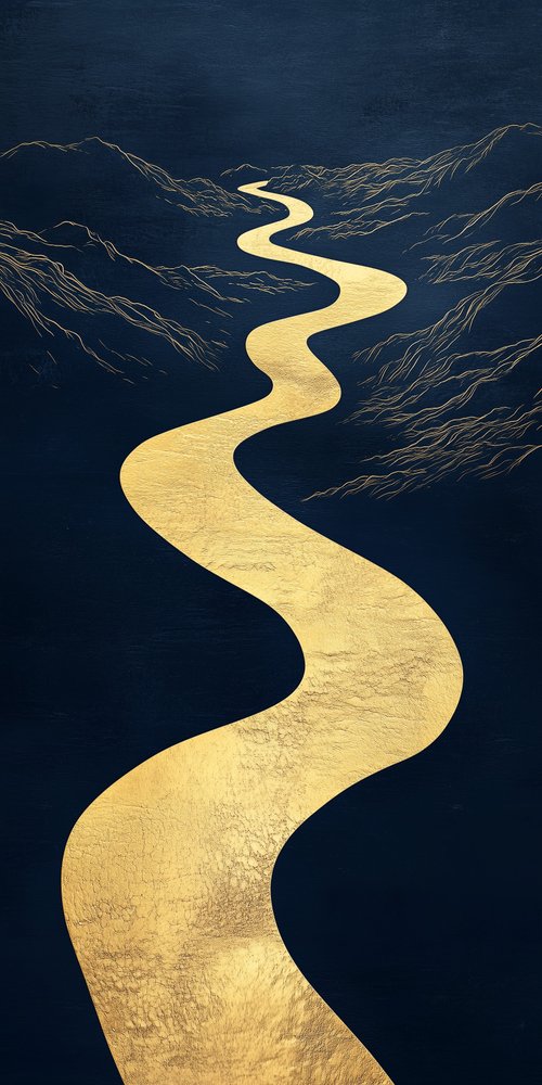 Golden road to mountain wallpaper