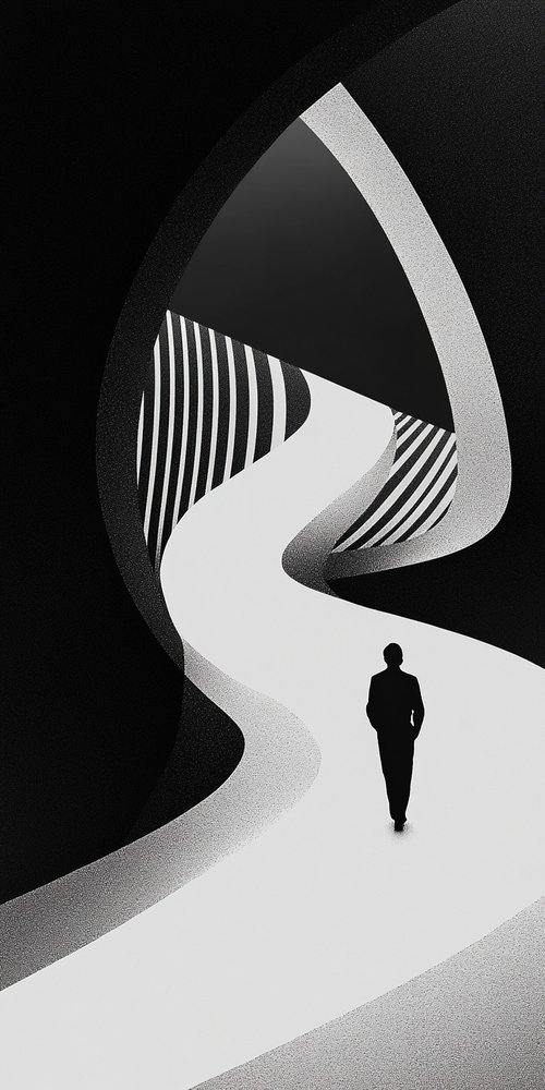 Person walking on winding path wallpaper