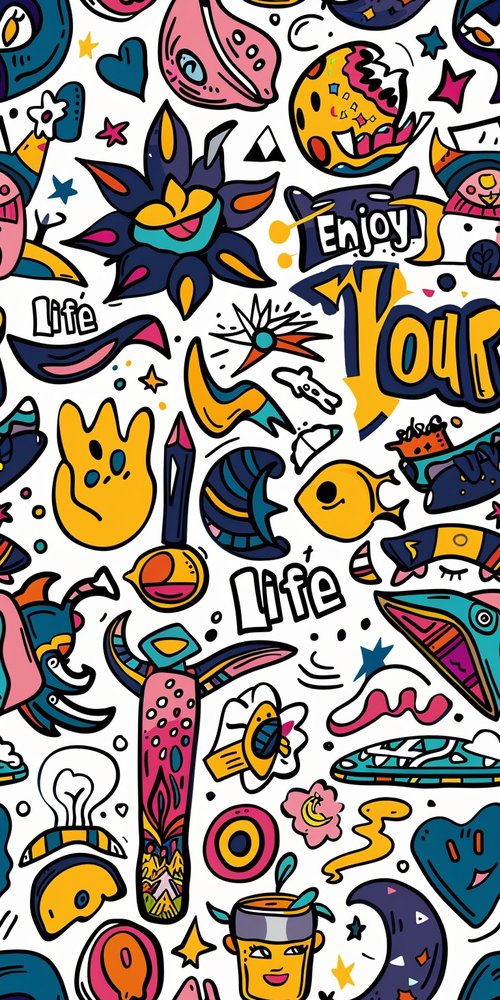 Colorful doodle art wallpaper