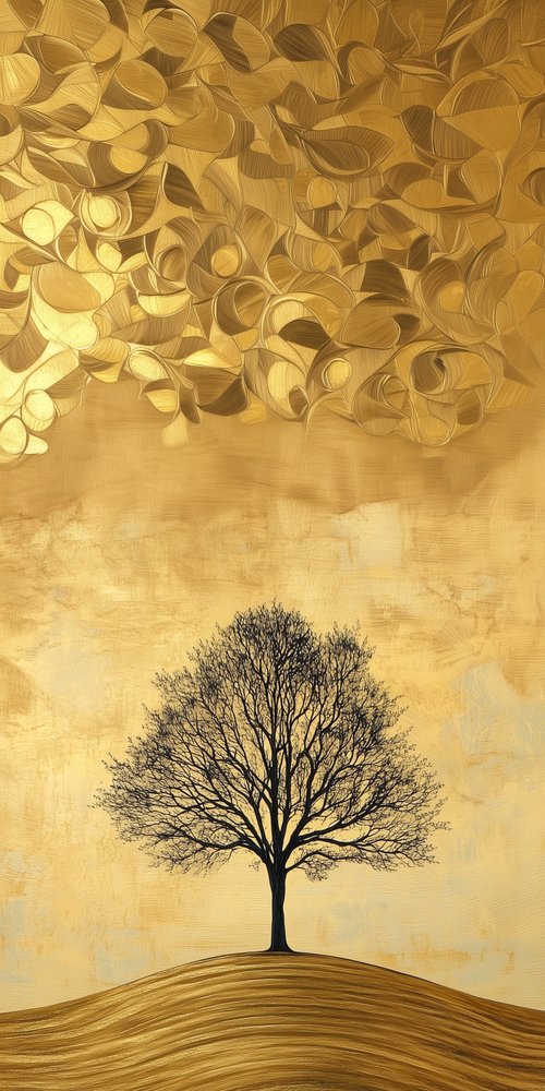Tree on golden background wallpaper