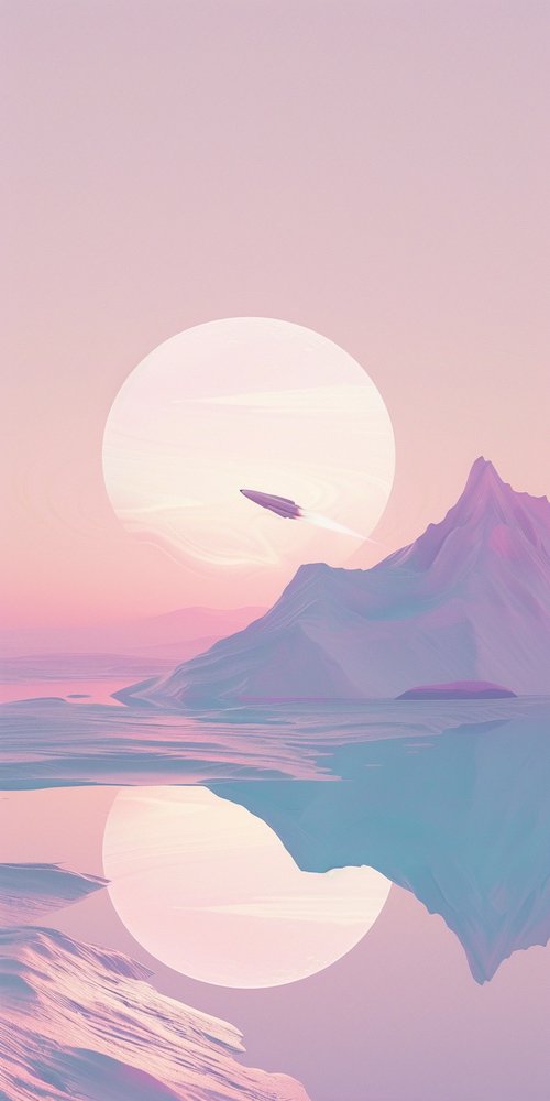 Futuristic landscape with spaceship wallpaper