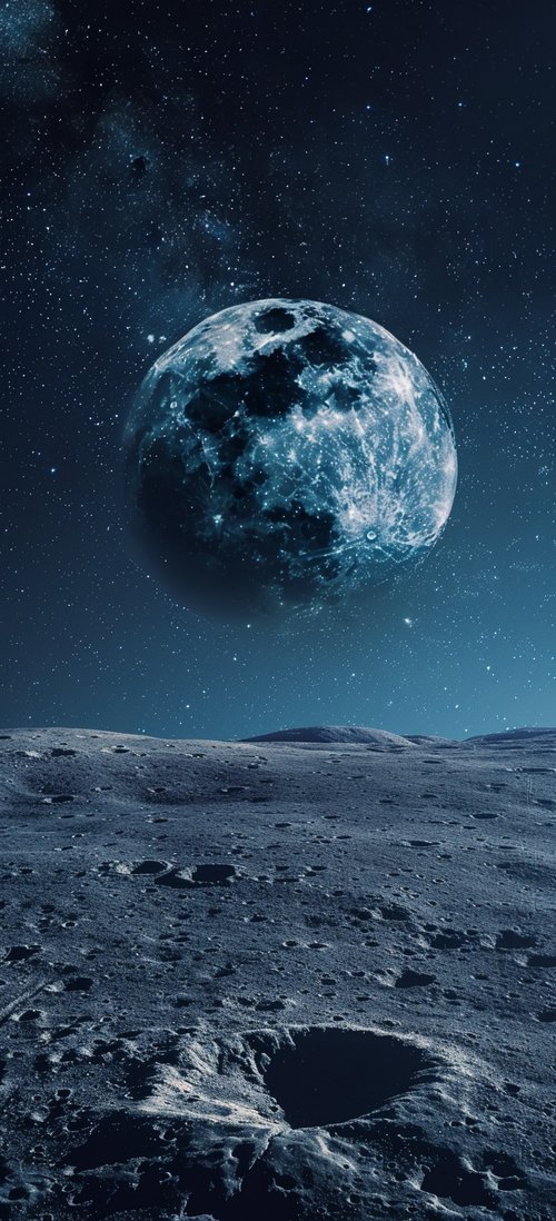 Moon surface star sky wallpaper