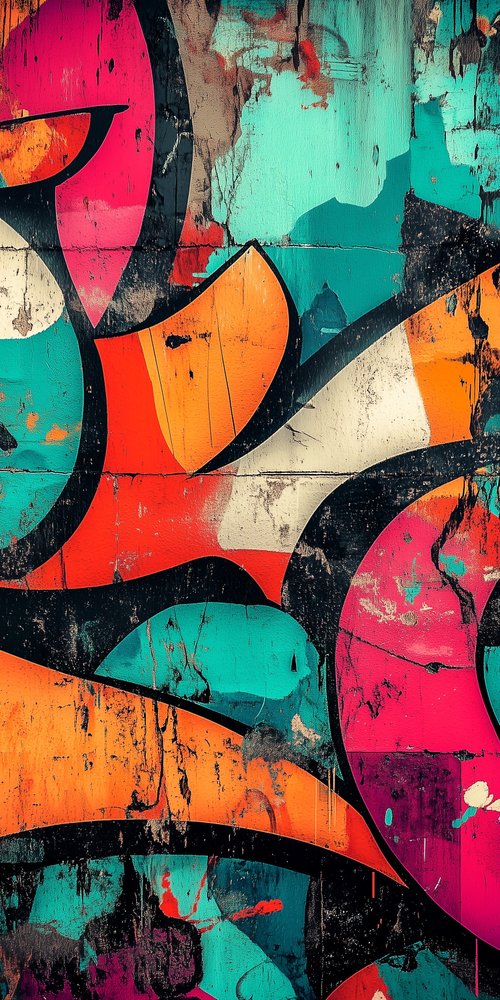 Colorful abstract graffiti mural wallpaper