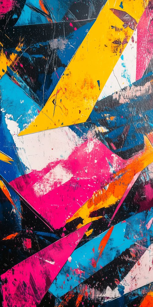 Colorful abstract geometric painting wallpaper