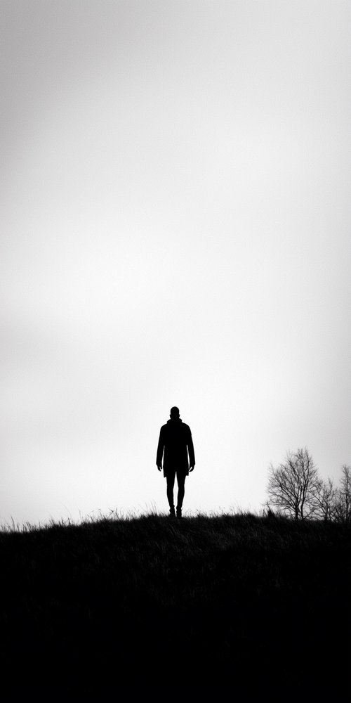 A person walking on a hill wallpaper