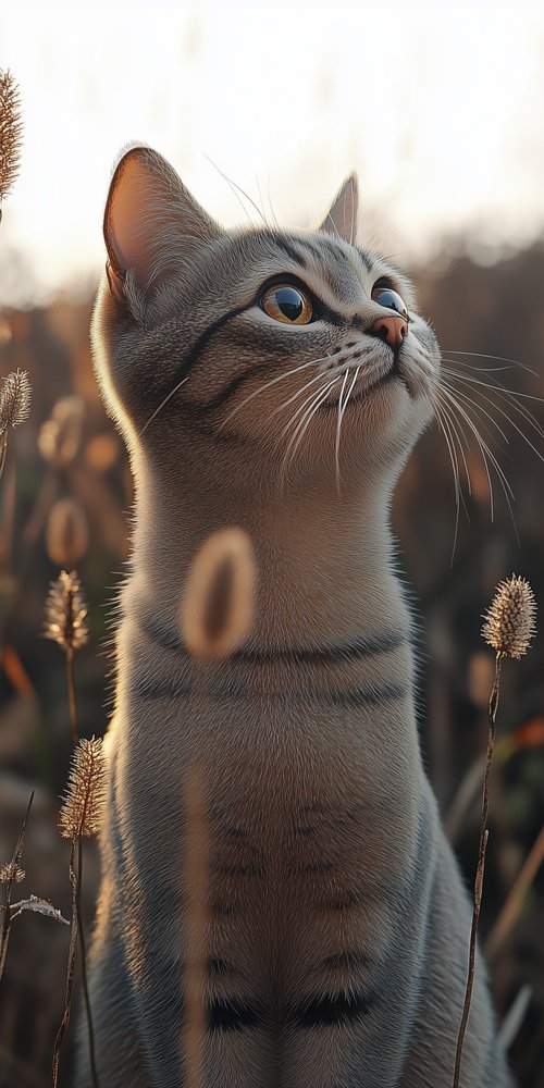 Cat in a field wallpaper