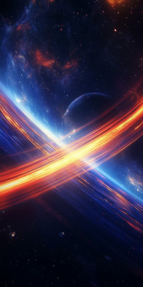 Space with glowing light trails wallpaper