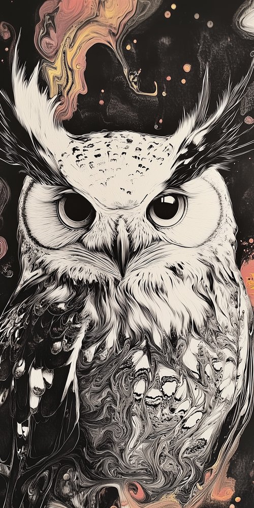 Owl with abstract background wallpaper