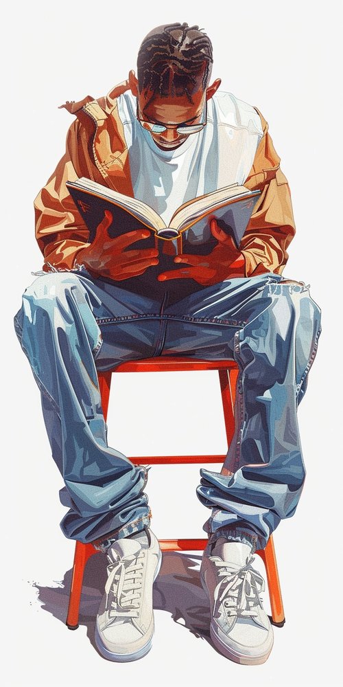 Reading on stool wallpaper