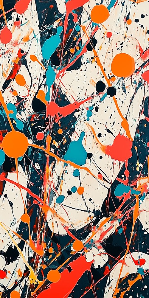 A painting with many colors and shapes wallpaper