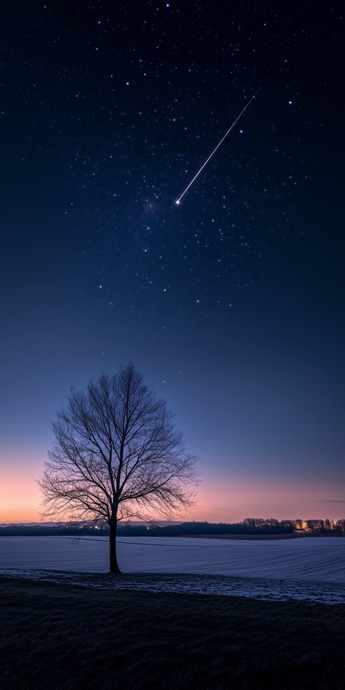 Tree under starry night sky wallpaper