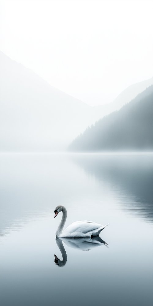 A swan on a peaceful lake wallpaper