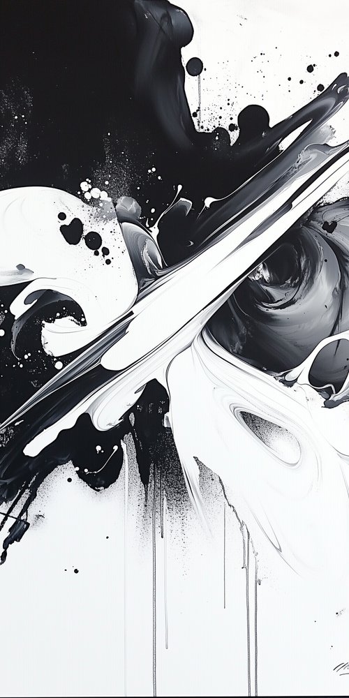 A black and white painting wallpaper