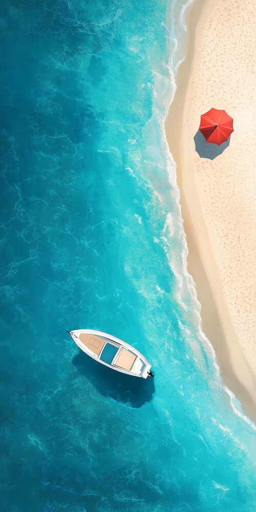 Boat outside of beach wallpaper