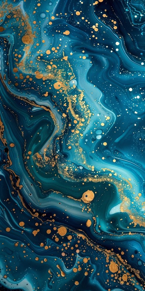 Blue and gold abstract art wallpaper