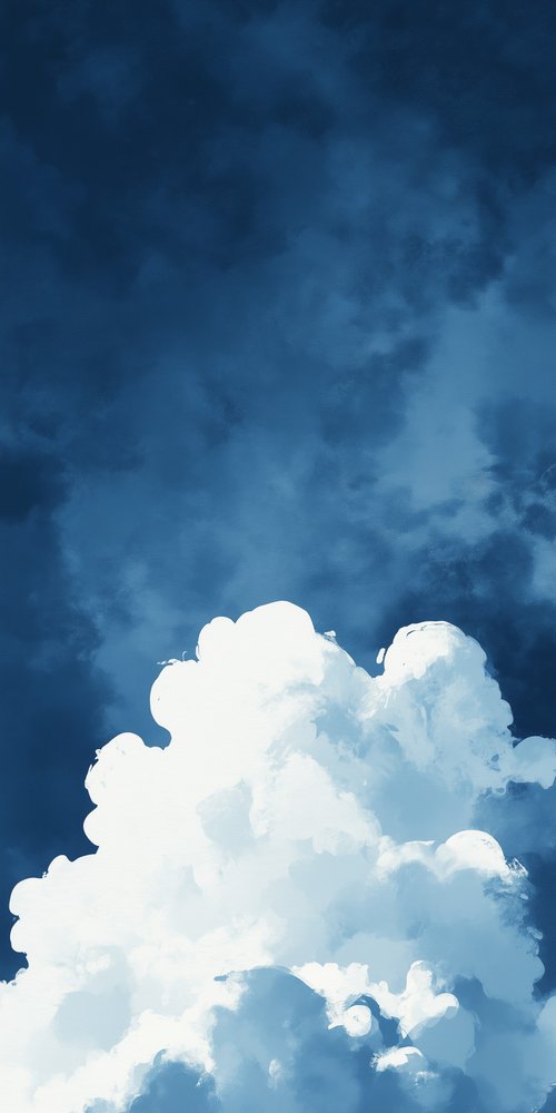 Cloud and sky in indigo blue wallpaper