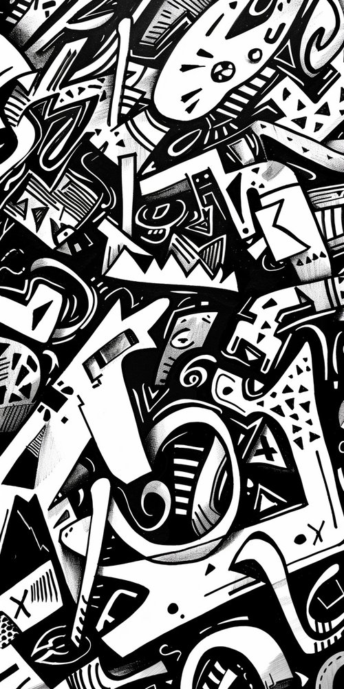Abstract black and white graffiti wallpaper