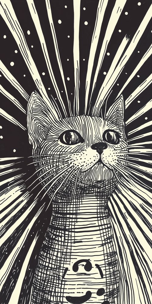 Cat with radiating lines wallpaper